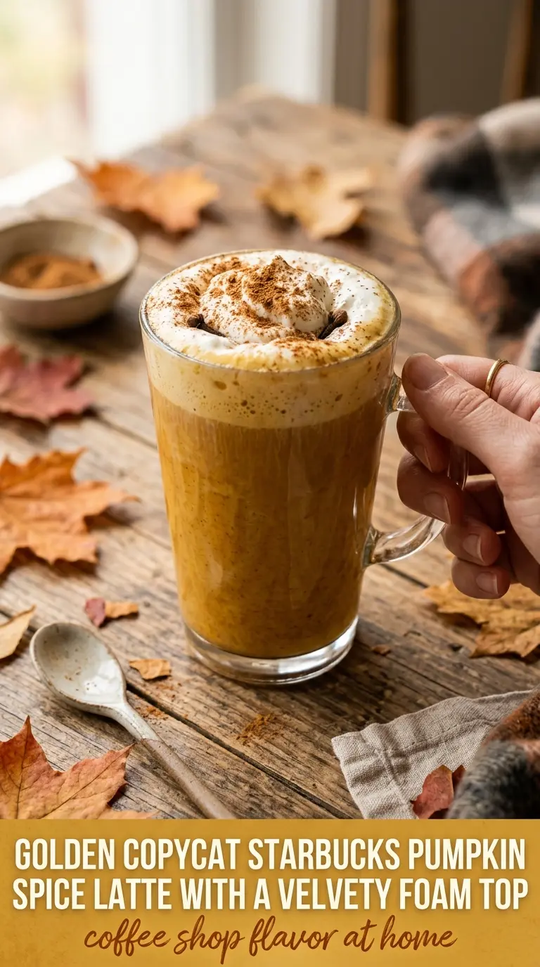 pumpkin spice latte creamy foam cinnamon dusted