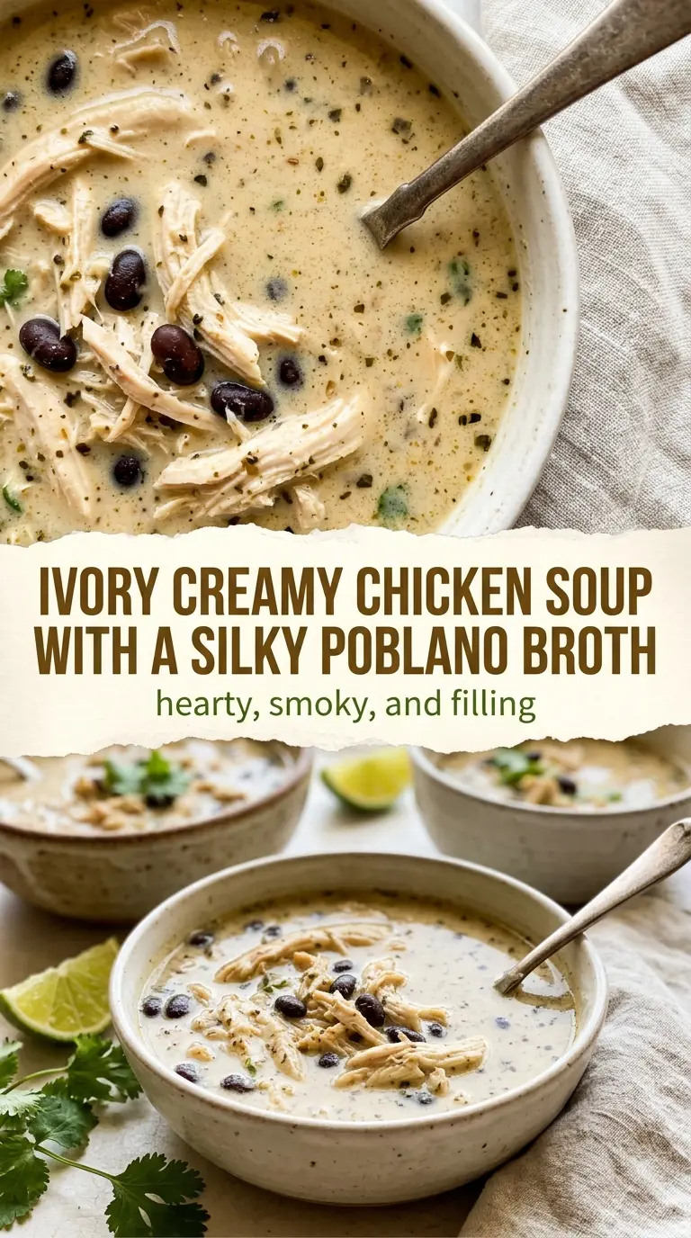 Creamy Chicken Soup With Poblanos And Black Beans smoky creamy hearty