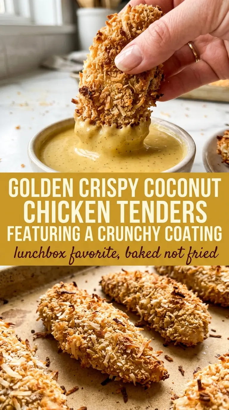 Crispy Coconut Chicken Tenders golden crunchy juicy