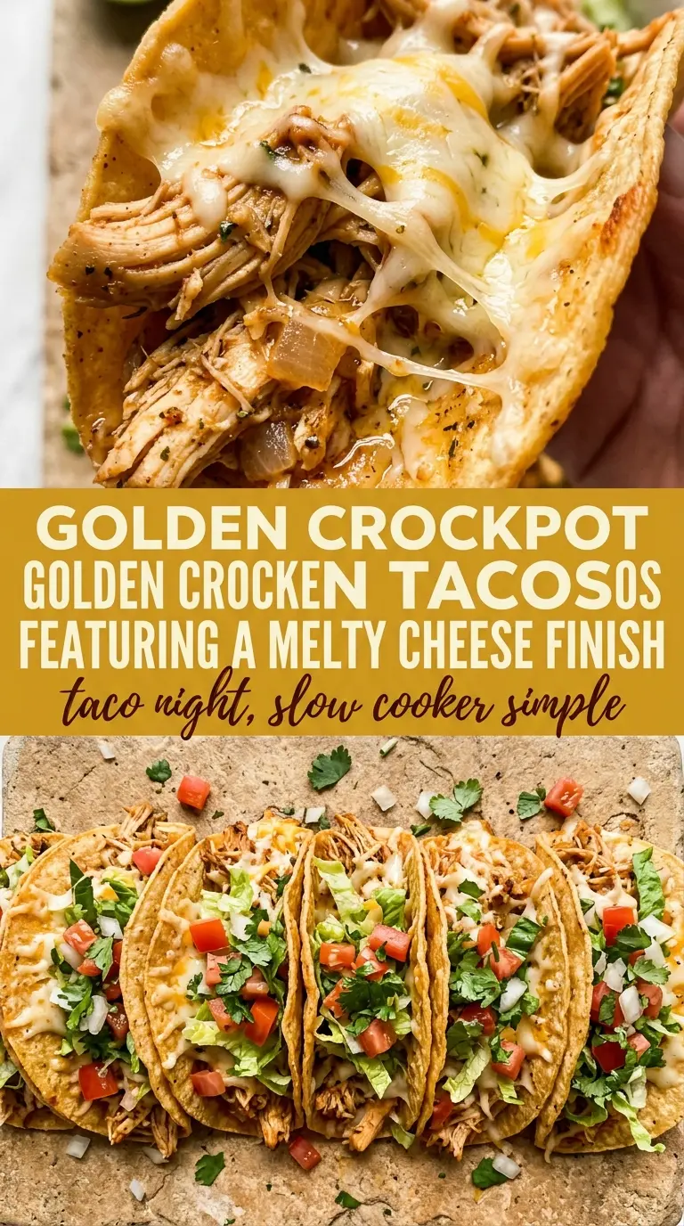 Crockpot Chicken Tacos juicy shredded cheesy