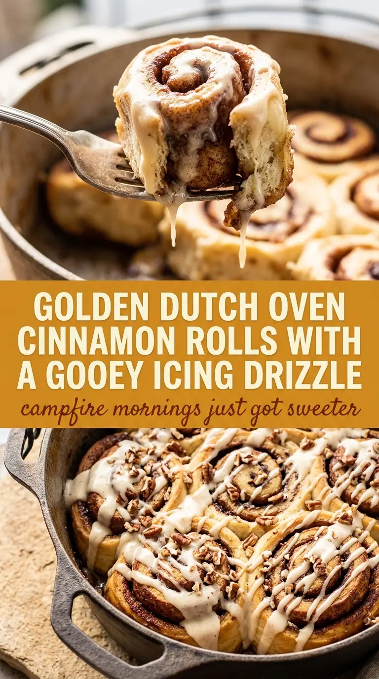 Dutch Oven Cinnamon Rolls golden gooey campfire