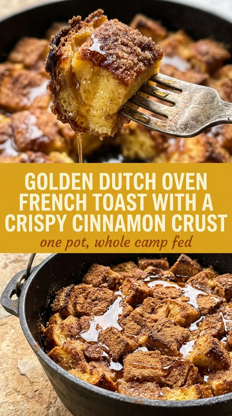 Dutch oven French toast custardy golden camping breakfast