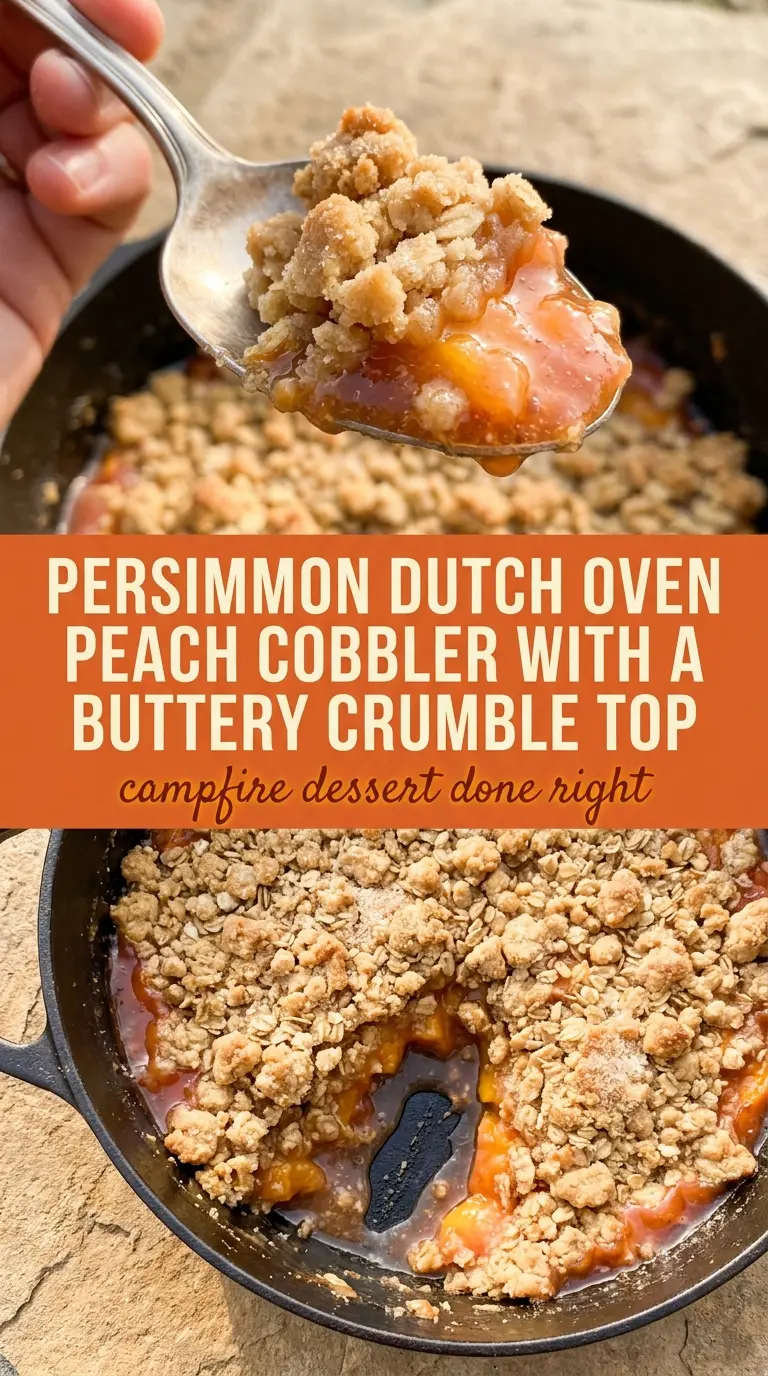 Dutch Oven Peach Cobbler golden bubbly campfire