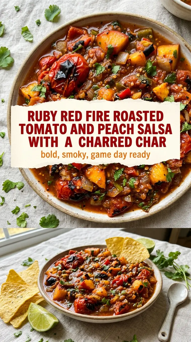 Fire Roasted Tomato And Peach Salsa smoky char juicy