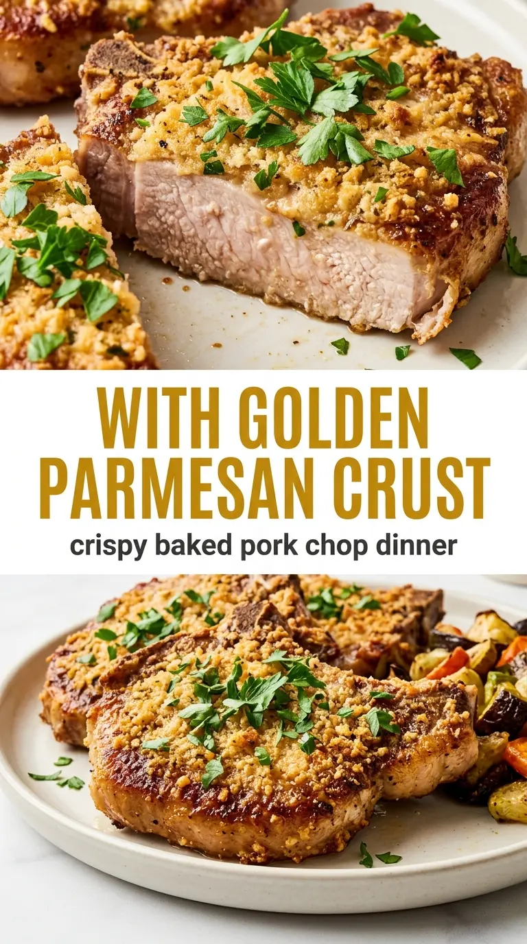 Garlic Parmesan Baked Pork Chops juicy seared golden crust