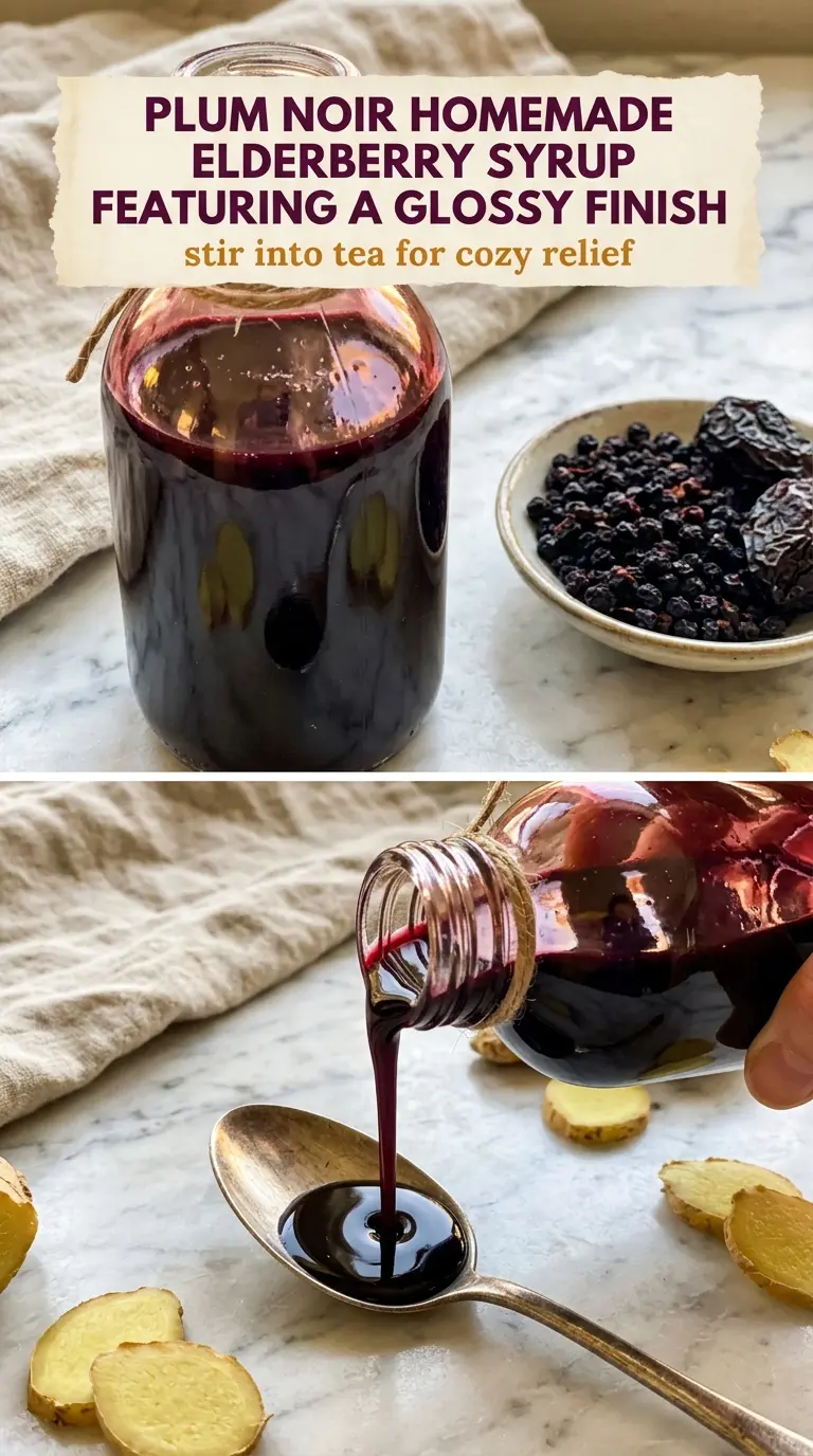 elderberry syrup deep purple glossy spoon