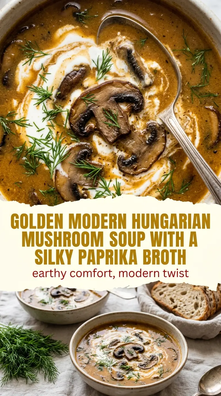 Modern Hungarian Mushroom Soup earthy creamy paprika-spiced