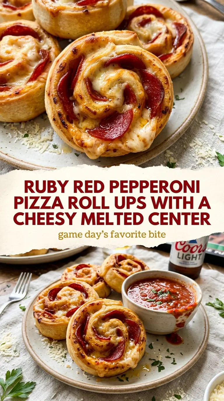 Pepperoni Pizza Roll Ups cheesy golden spiraled