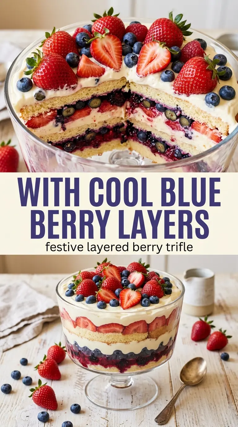 Red White and Blue Berry Trifle layered creamy fruity