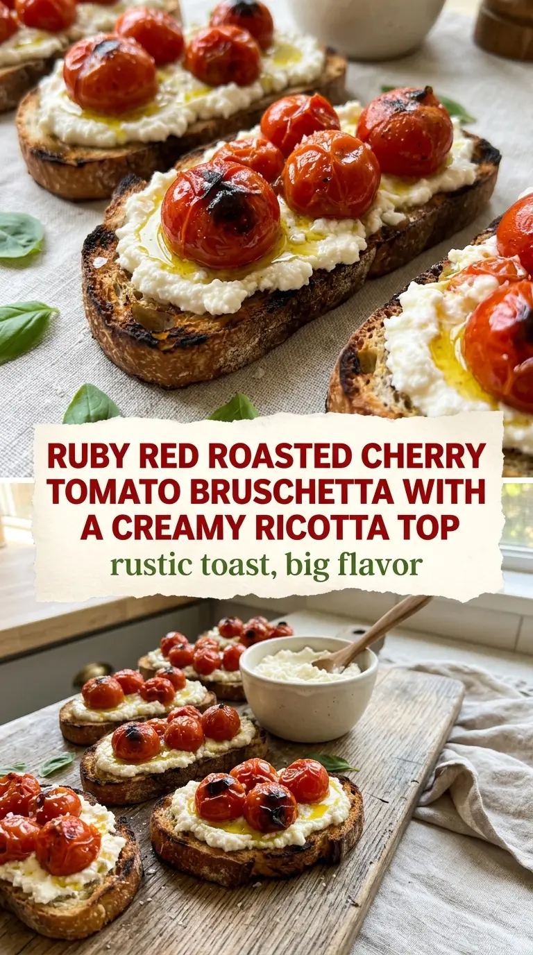 Roasted Cherry Tomato Bruschetta juicy creamy golden