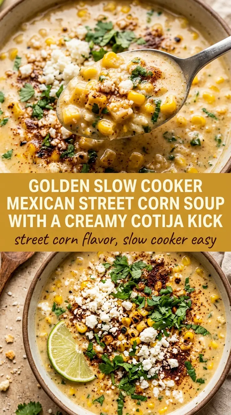 Slow Cooker Mexican Street Corn Soup creamy cotija