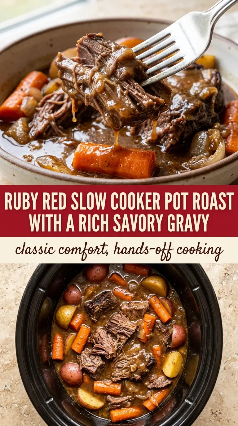 Slow cooker pot roast savory tender