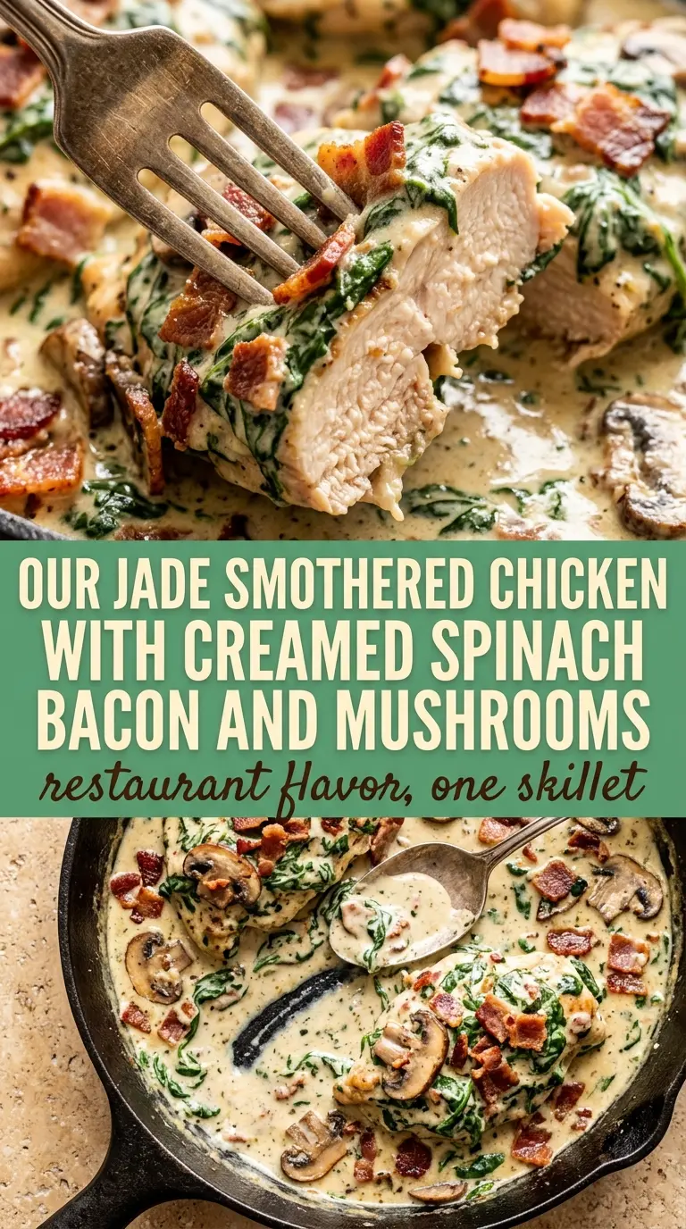 Smothered Chicken With Creamed Spinach Bacon And Mushrooms creamy savory skillet