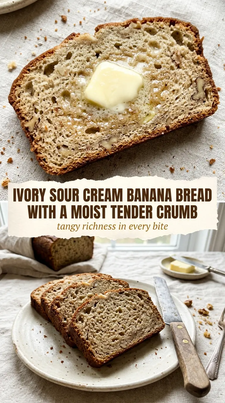 Sour cream banana bread moist tender loaf