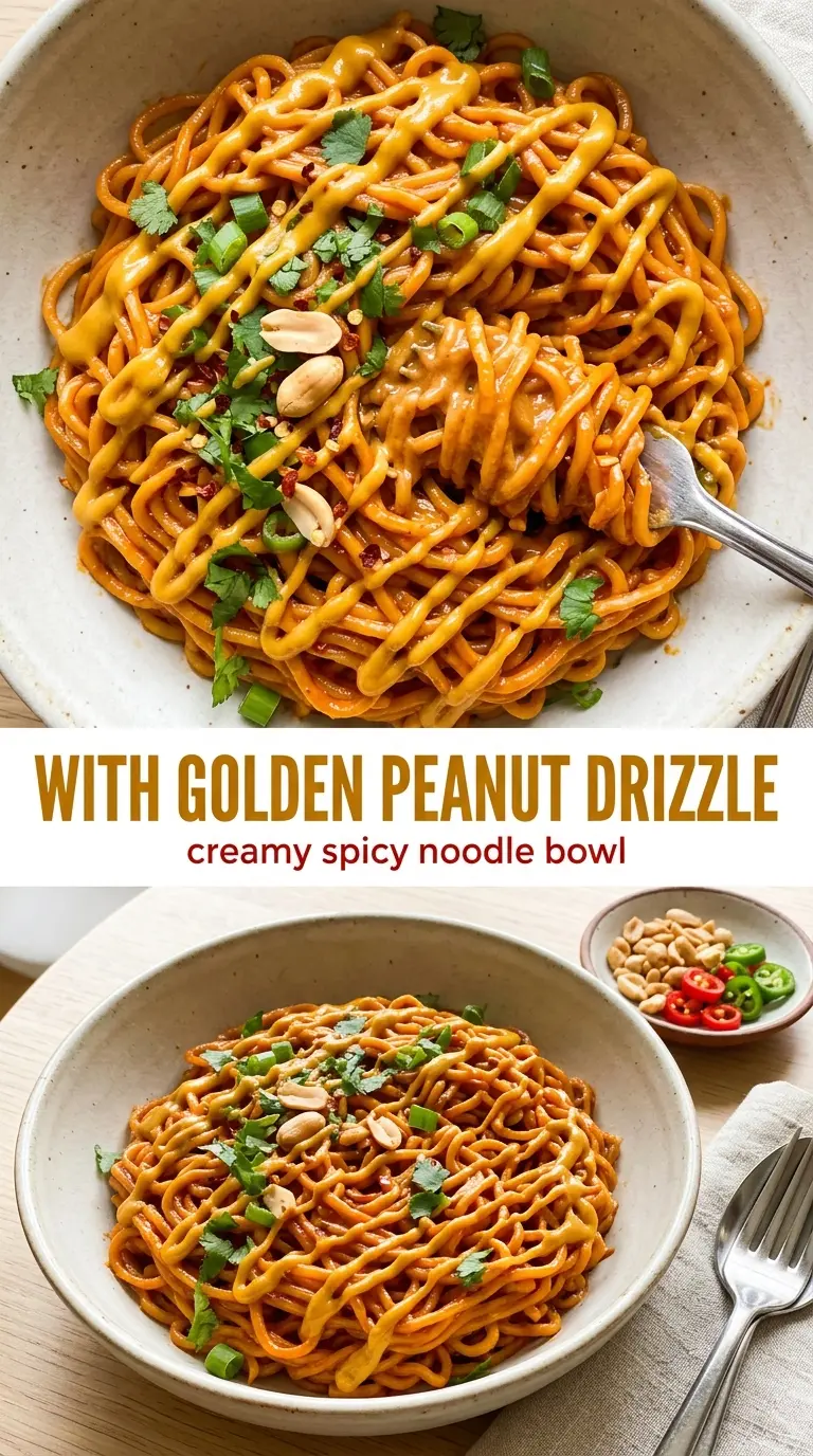 Spicy Peanut Butter Ramen Noodles creamy spicy glossy