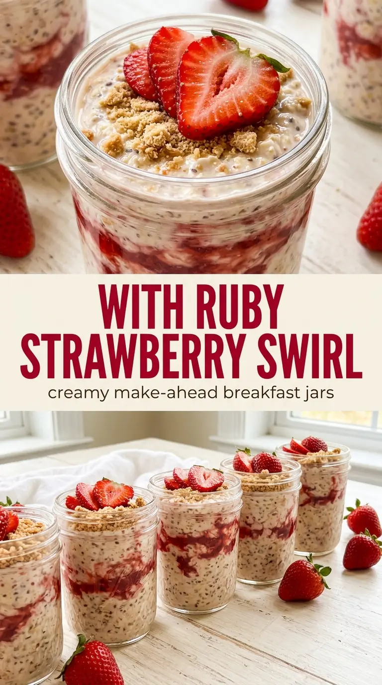 Strawberry Cheesecake Overnight Oats creamy strawberries graham cracker