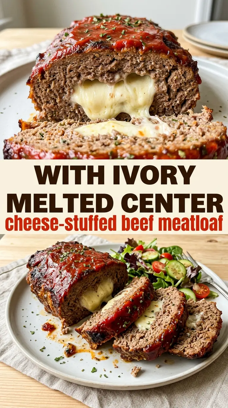Stuffed Mozzarella Meatloaf cheesy baked comfort