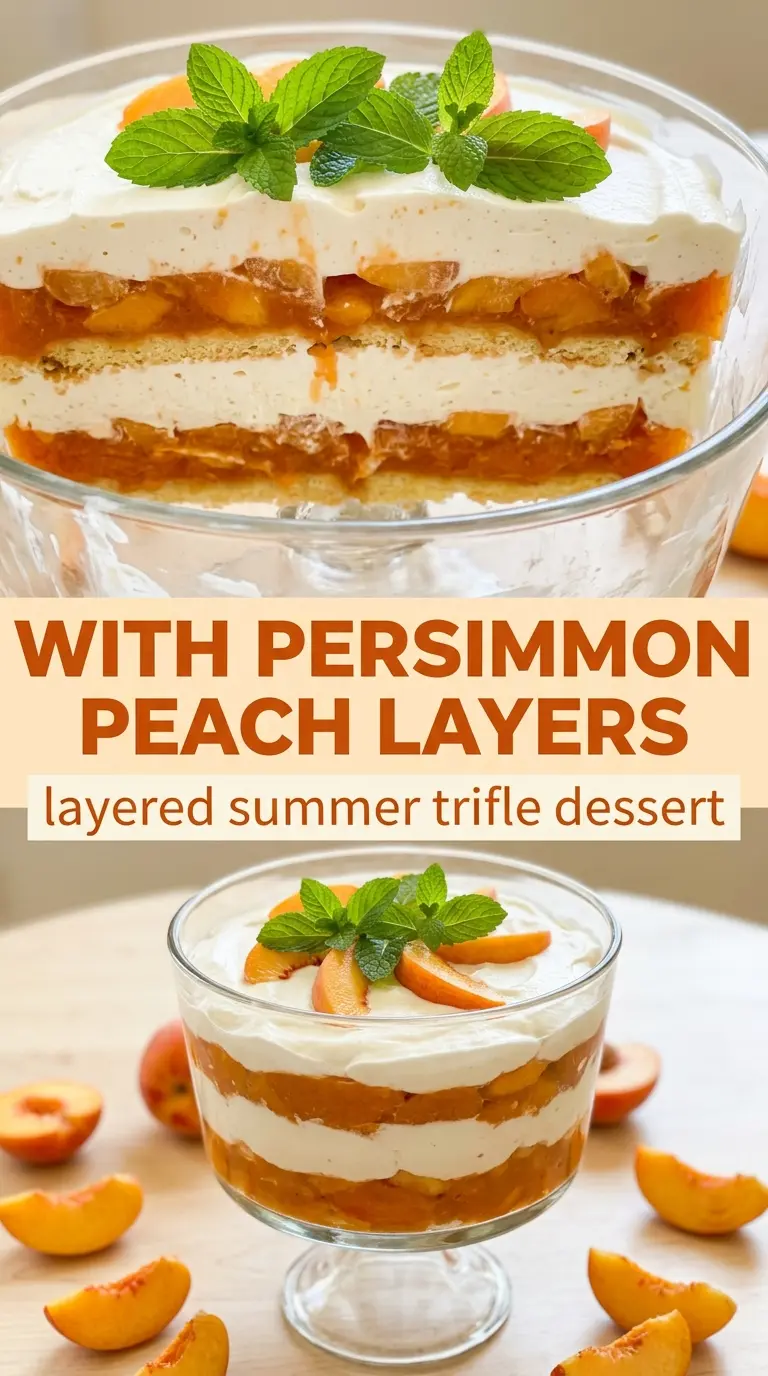 Summer Peach Mousse Trifle layered creamy fruity