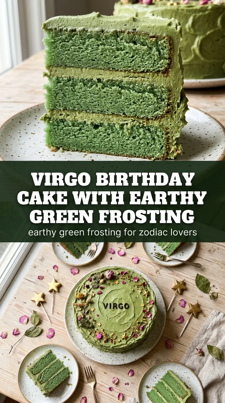 Virgo Birthday Cake earthy green buttercream, zodiac dessert