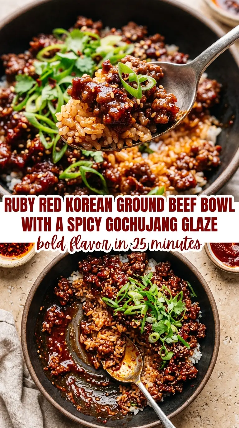 Korean ground beef bowl glossy savory rice
