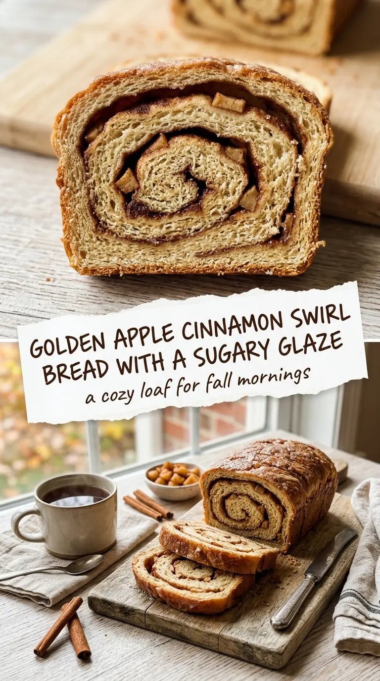 Apple Cinnamon Swirl Bread with swirled crumb, tender apple, glaze