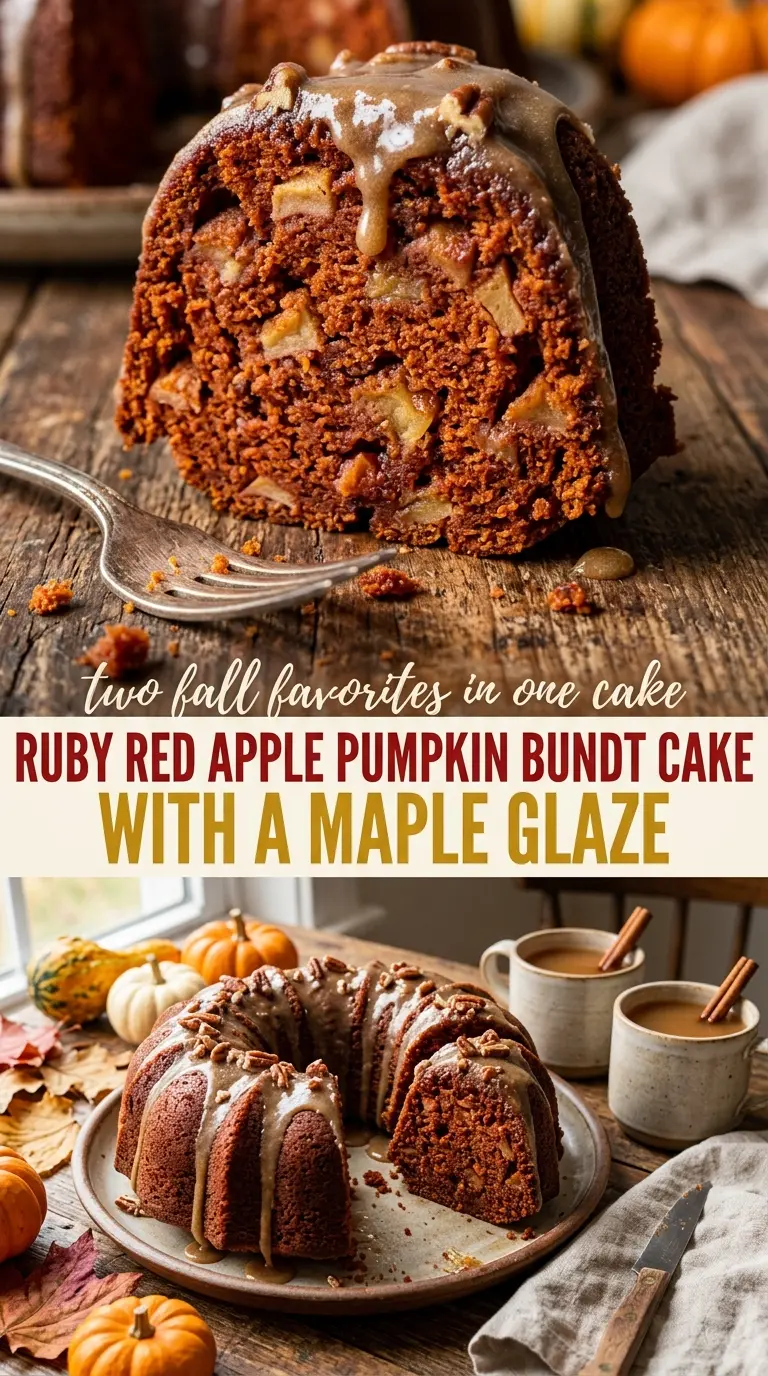 Apple Pumpkin Bundt Cake moist spiced maple-glazed