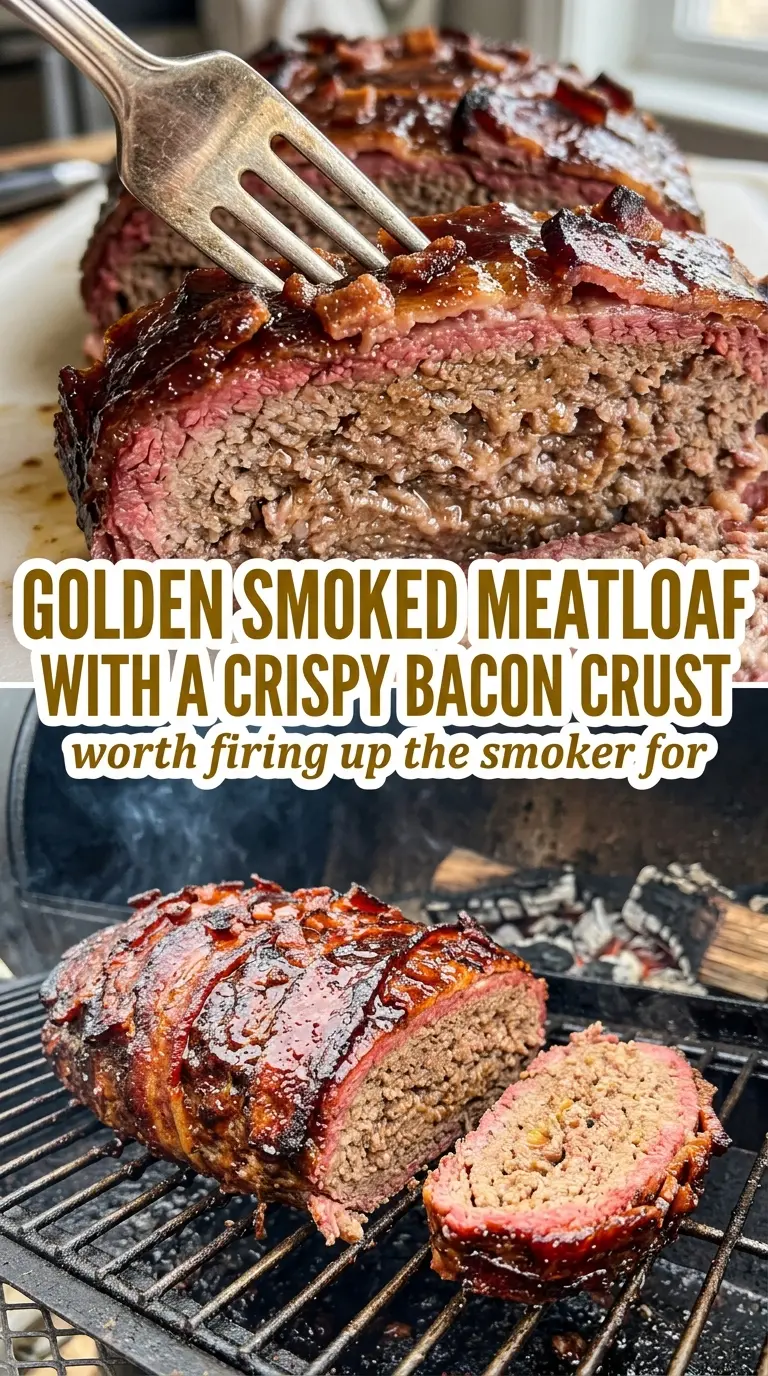 Bacon Wrapped Smoked Meatloaf, smoky, crispy, glazed