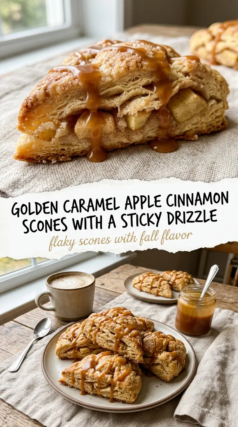 caramel apple cinnamon scones flaky golden caramel drizzle