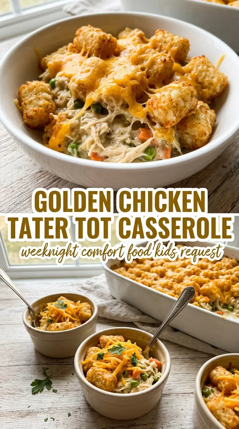 cheesy chicken tater tot casserole crispy top melted cheese