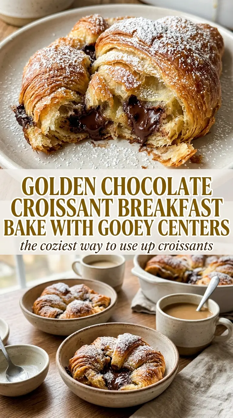 chocolate croissant breakfast bake flaky layers melty chocolate