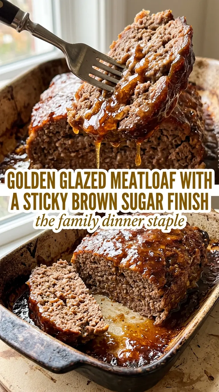 Classic Glazed Meatloaf, sticky ketchup glaze, tender slices