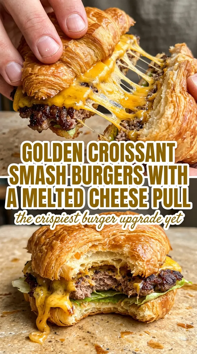 croissant smash burger crispy edges buttery flaky bun