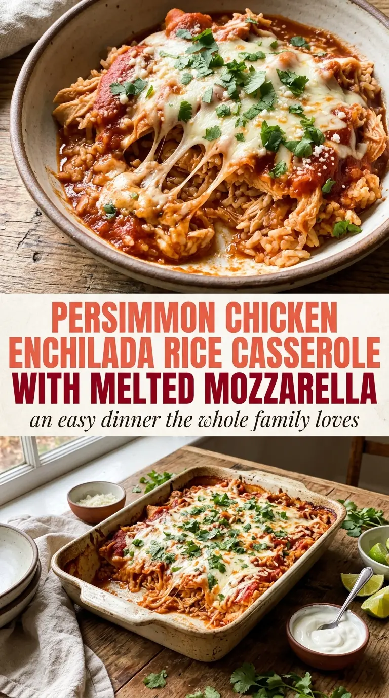 Easy Chicken Enchilada Rice Casserole cheesy saucy baked