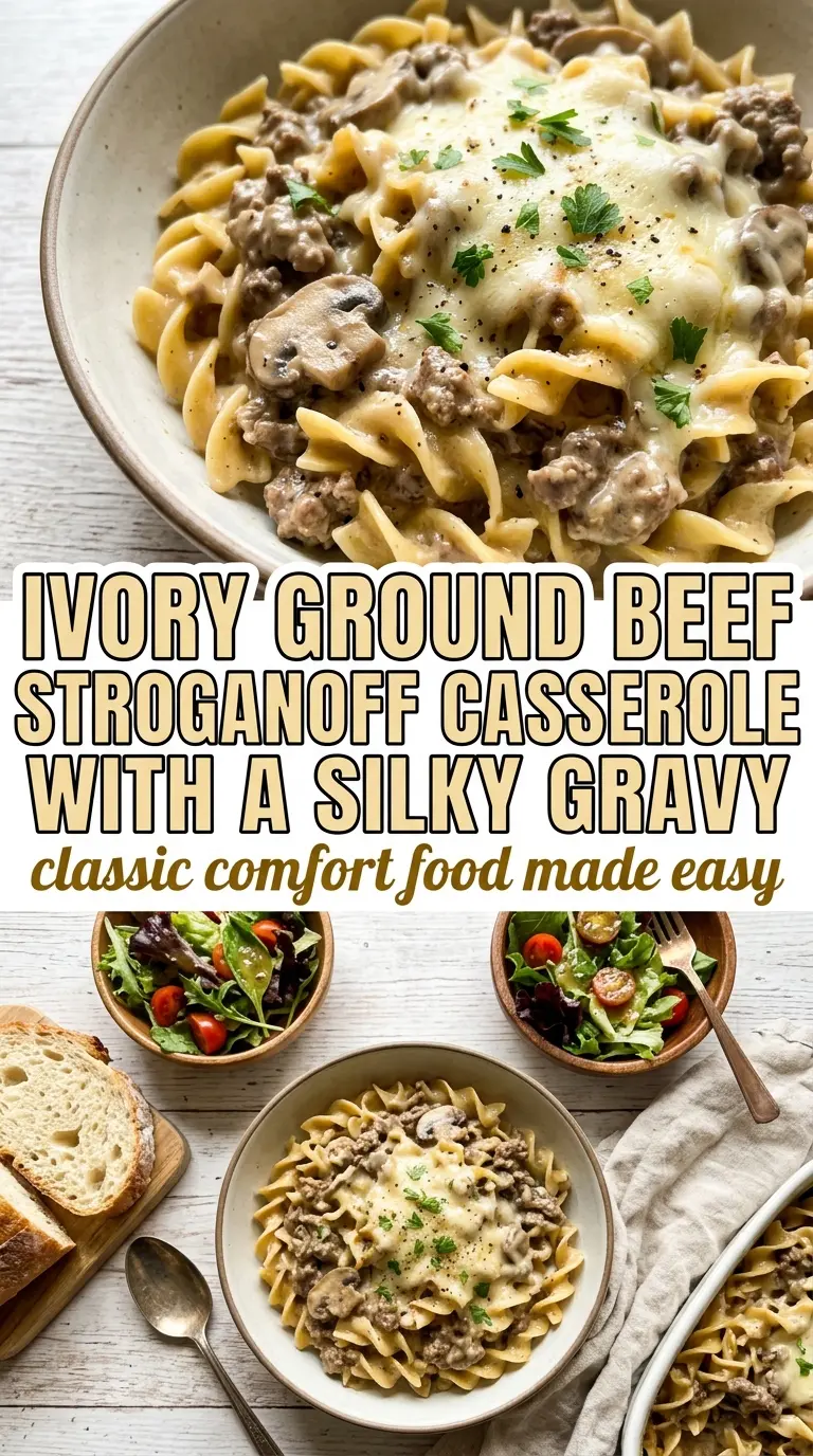 ground beef stroganoff casserole creamy bubbling golden top
