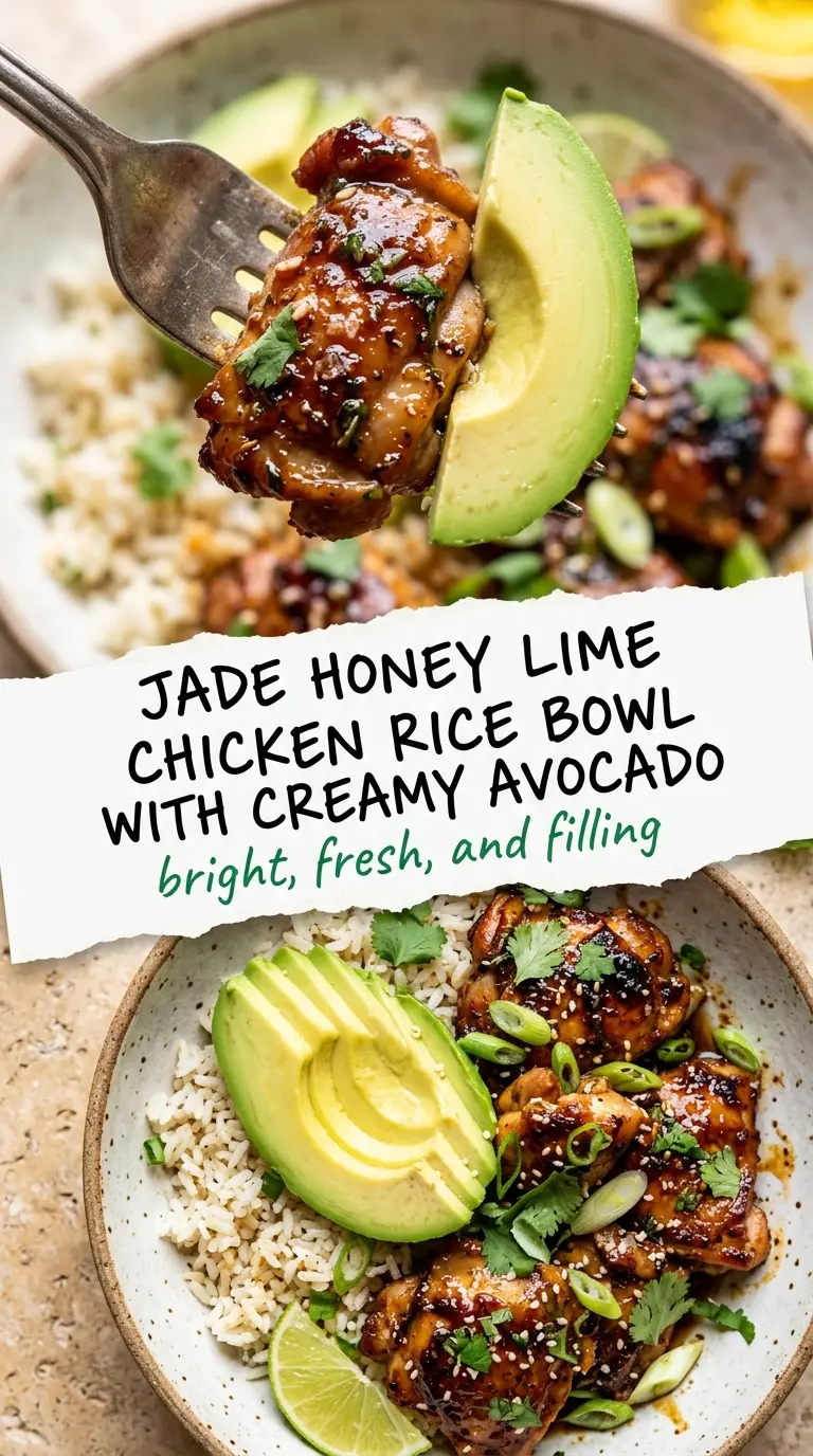 Honey Lime Chicken and Avocado Rice Bowl bright creamy