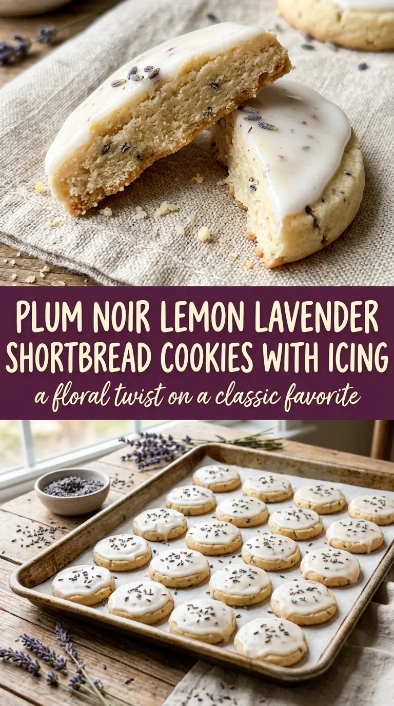 Iced lemon lavender shortbread cookies, buttery floral, crisp