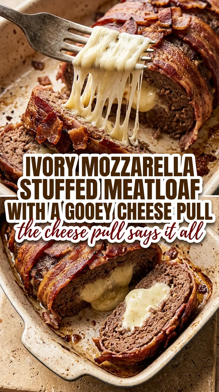 Mozzarella Stuffed Bacon Wrapped Meatloaf cheesy bacon crust