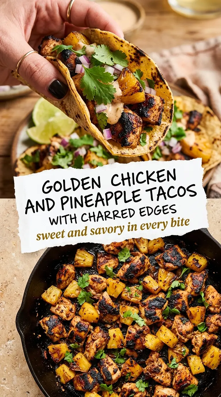 chicken pineapple tacos caramelized colorful fresh toppings