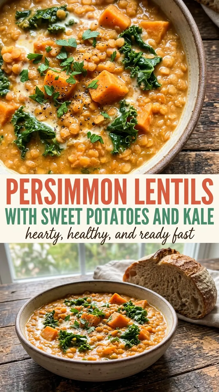 One Pan Creamy Lentils with Sweet Potatoes and Kale, creamy coconut, hearty