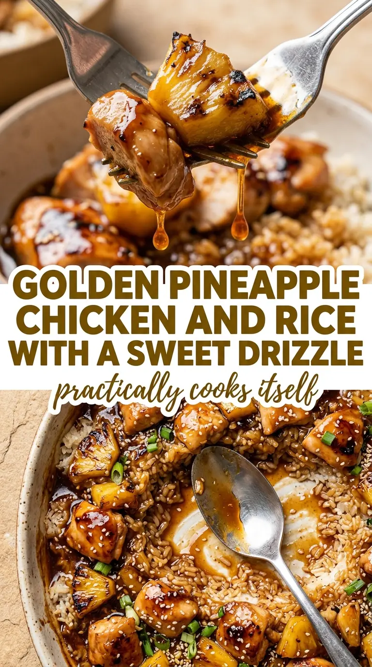 pineapple chicken and rice glossy caramelized colorful