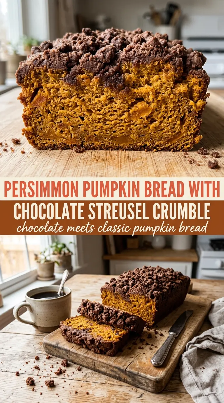 Pumpkin Bread With Chocolate Streusel moist spiced cocoa
