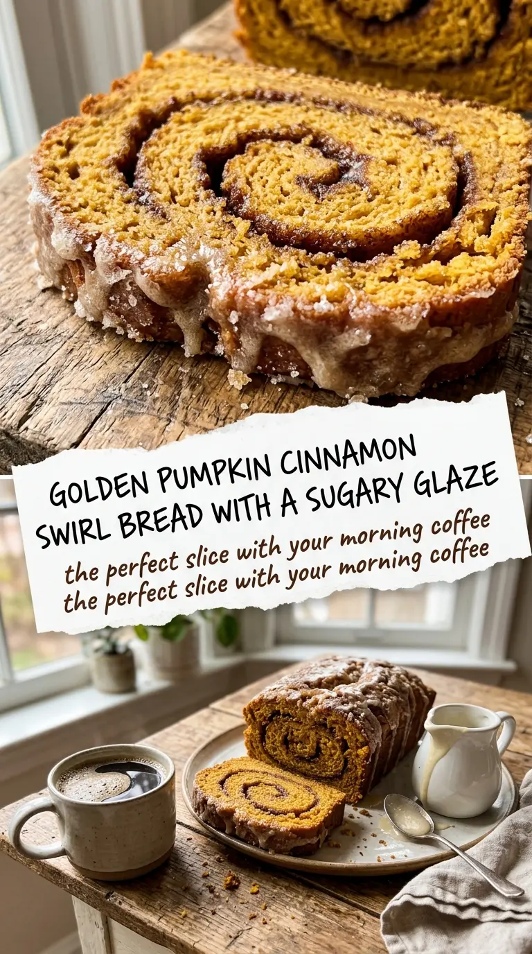 Pumpkin Cinnamon Swirl Bread, spiced, glazed, bakery-style