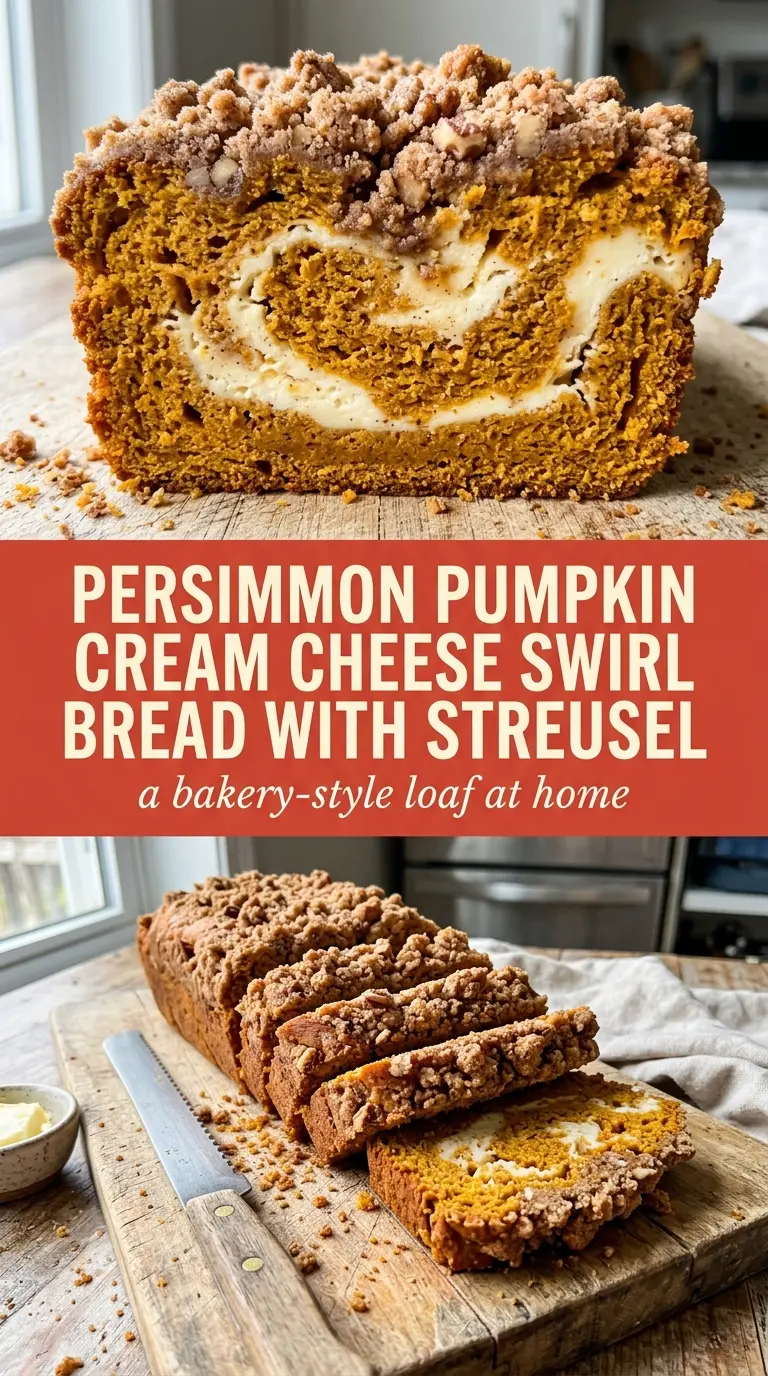 Pumpkin Cream Cheese Swirl Bread With Streusel Topping marbled pumpkin cream cheese