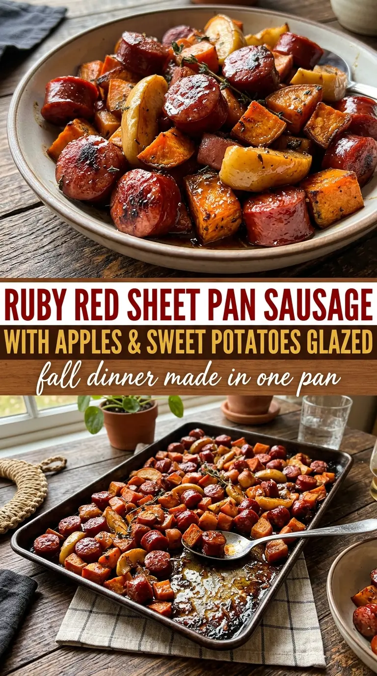 Sheet Pan Sausage With Apples And Sweet Potatoes, savory-sweet, one-pan