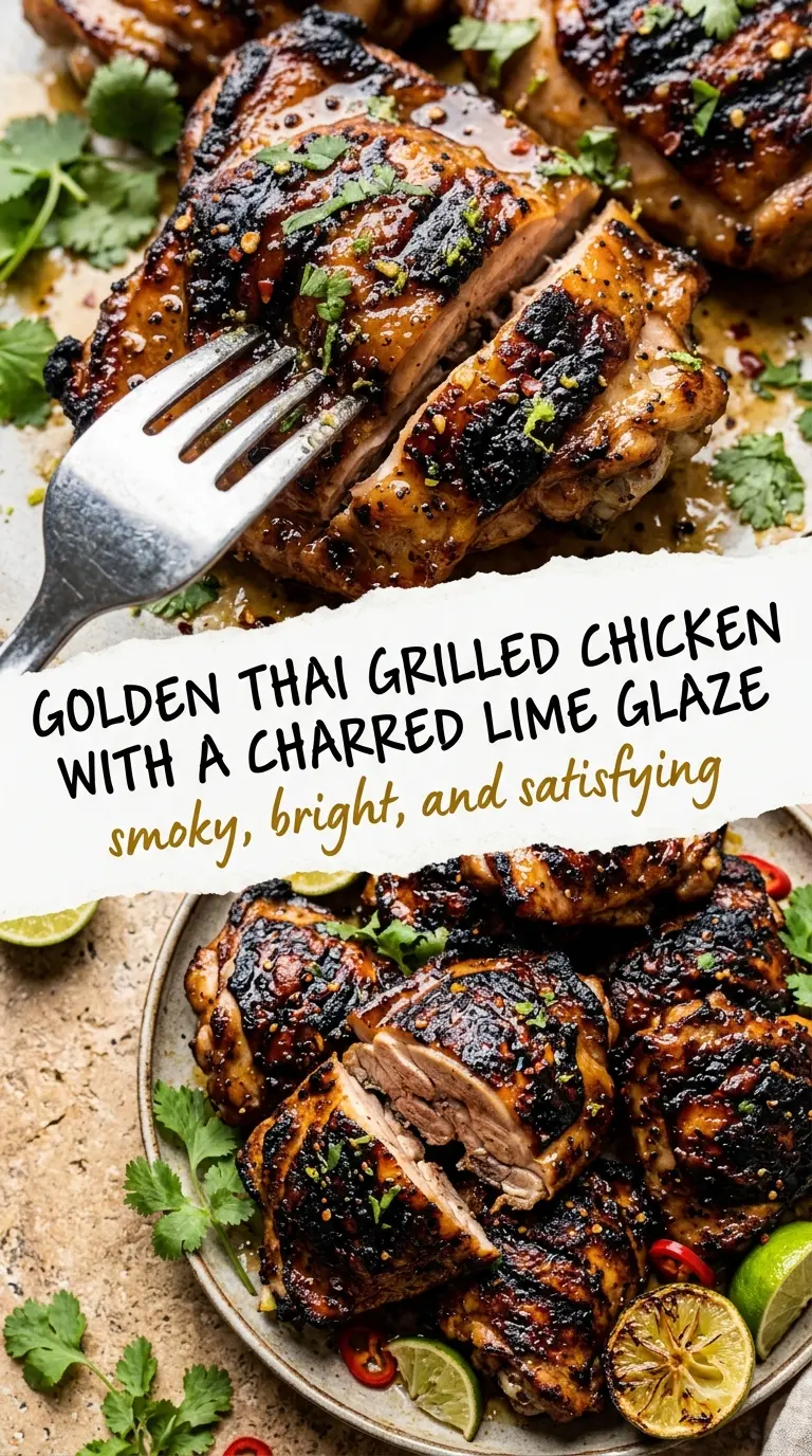 Thai grilled chicken charred smoky fragrant herbs